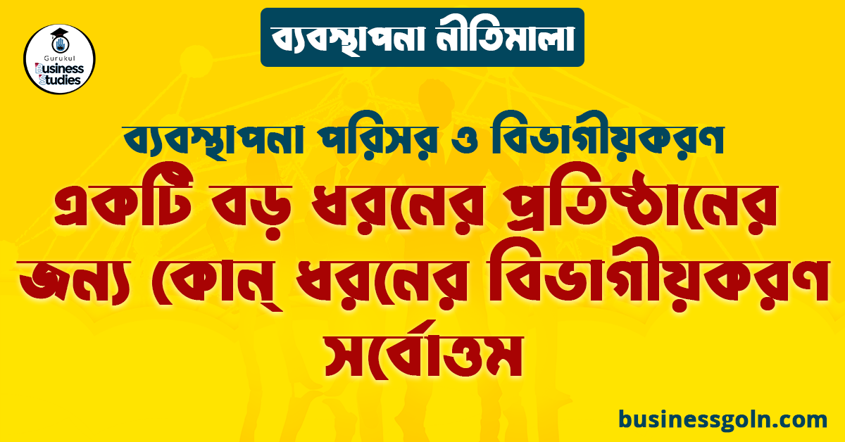 একটি বড় ধরনের প্রতিষ্ঠানের জন্য কোন্ ধরনের বিভাগীয়করণ সর্বোত্তম | ব্যবস্থাপনা পরিসর ও বিভাগীয়করণ | ব্যবস্থাপনা নীতিমালা